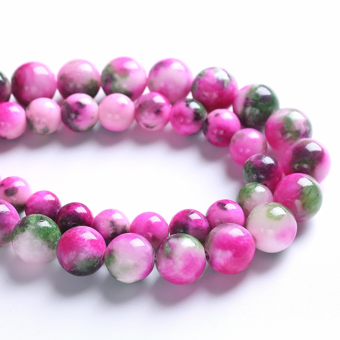 10MM 38PCS Pink Green Persian Jade Spacer Loose Beads for Jewelry Making DIY Bracelet Necklace