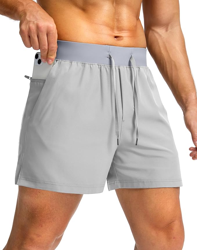 Men's Running Shorts with Zipper Pockets 9 Inch/ 7 Inch / 5 Inch Lightweight Quick Dry Gym Workout Athletic Shorts for Men(5 inch)