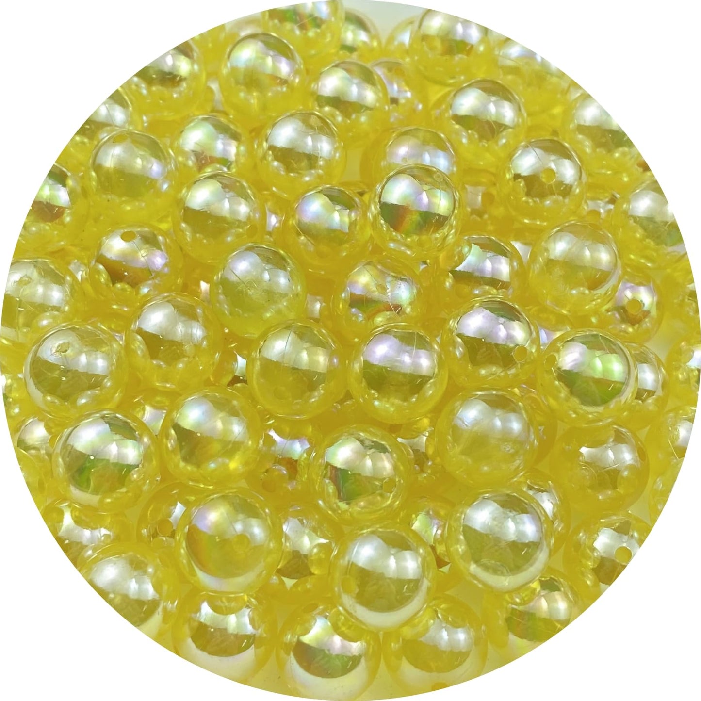 200pcs Acrylic Round Beads 10mm AB Colors Craft Beads Round Spacer Beads with Holes for Earring Bracelet Necklace Key Chains Jewelry Making(Light Yellow AB)