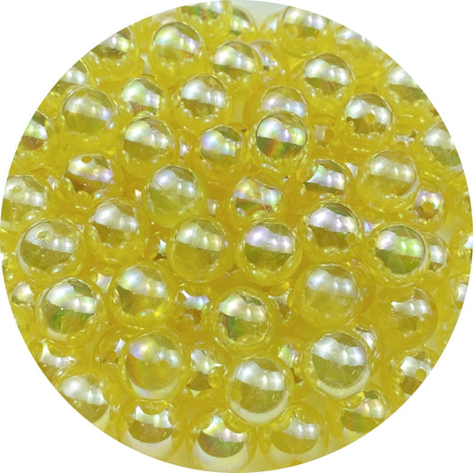 100pcs Acrylic Round Beads 12mm AB Colors Craft Beads Round Spacer Beads with Holes for Earring Bracelet Necklace Key Chains Jewelry Making(Light Yellow AB)