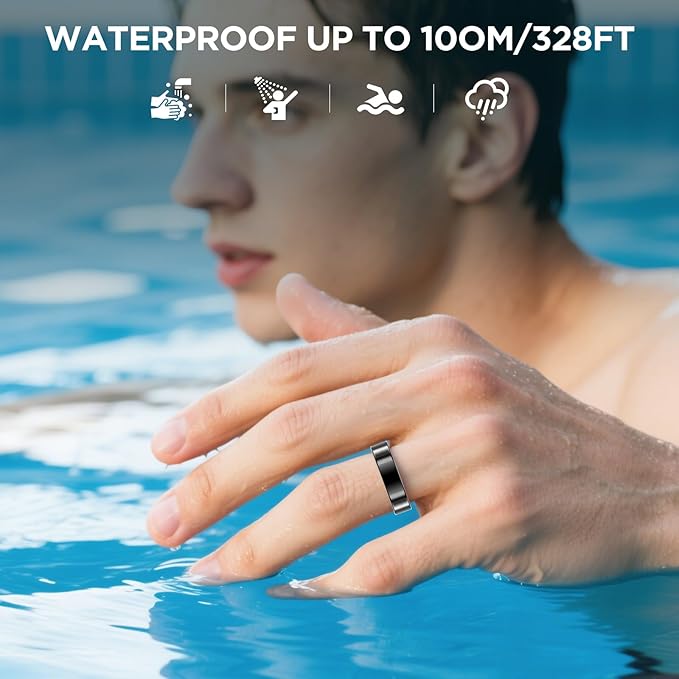 Ultra-thin Smart Ring for Women Men, Activity Fitness Tracker, Waterproof Fitness Ring with Sleep Tracker,24/7 Heart Rate Monitor,Step Counter,Calorie Pedometer,No APP Fee,for iOS Android(RoseGold#12)