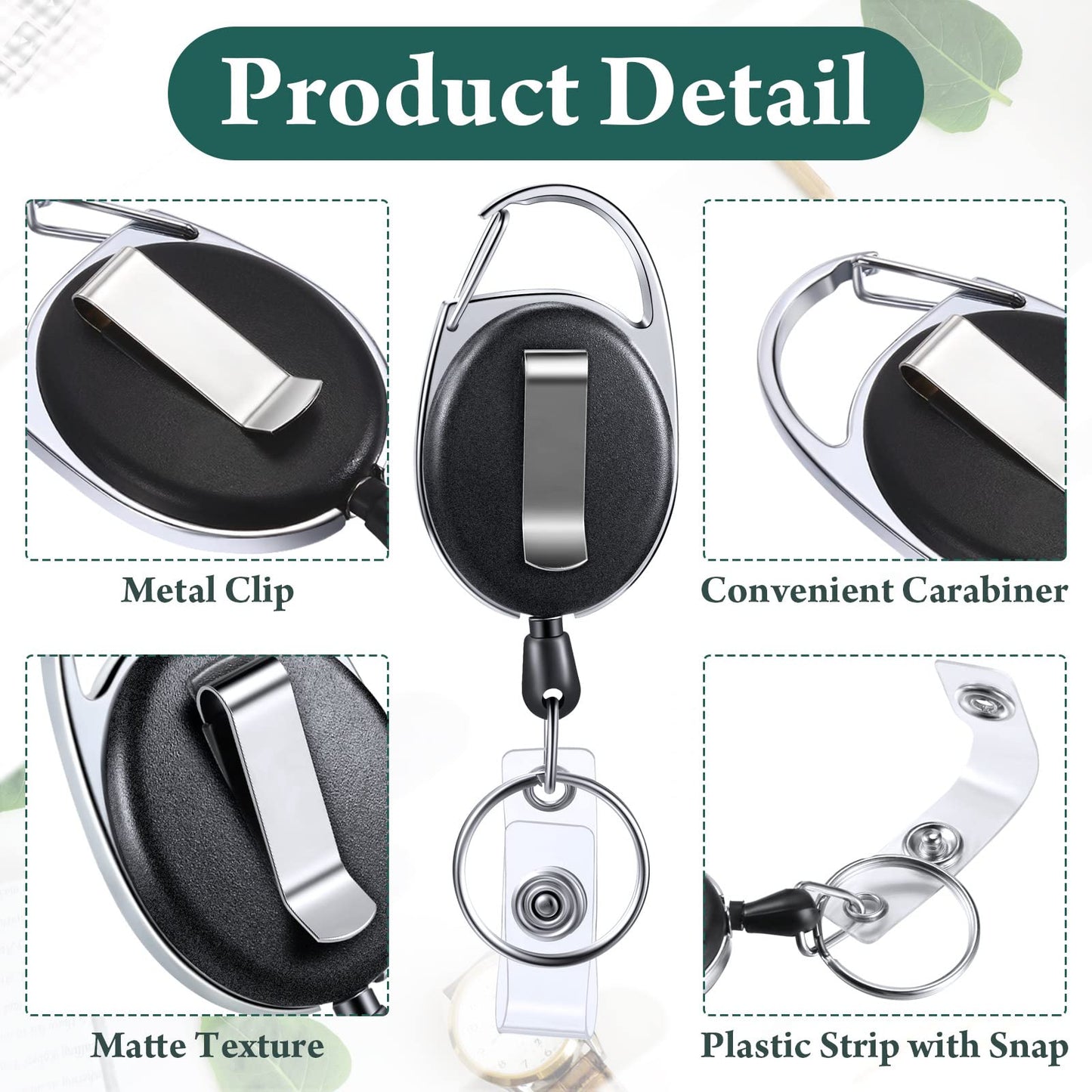 Honoson 50 Pcs Heavy Duty Retractable Badge Reels Batch ID Badge Holder Retractable Clip Bulk Key Holder with Ring for Office Worker Employee, Doctor Nurse Gifts (Black)
