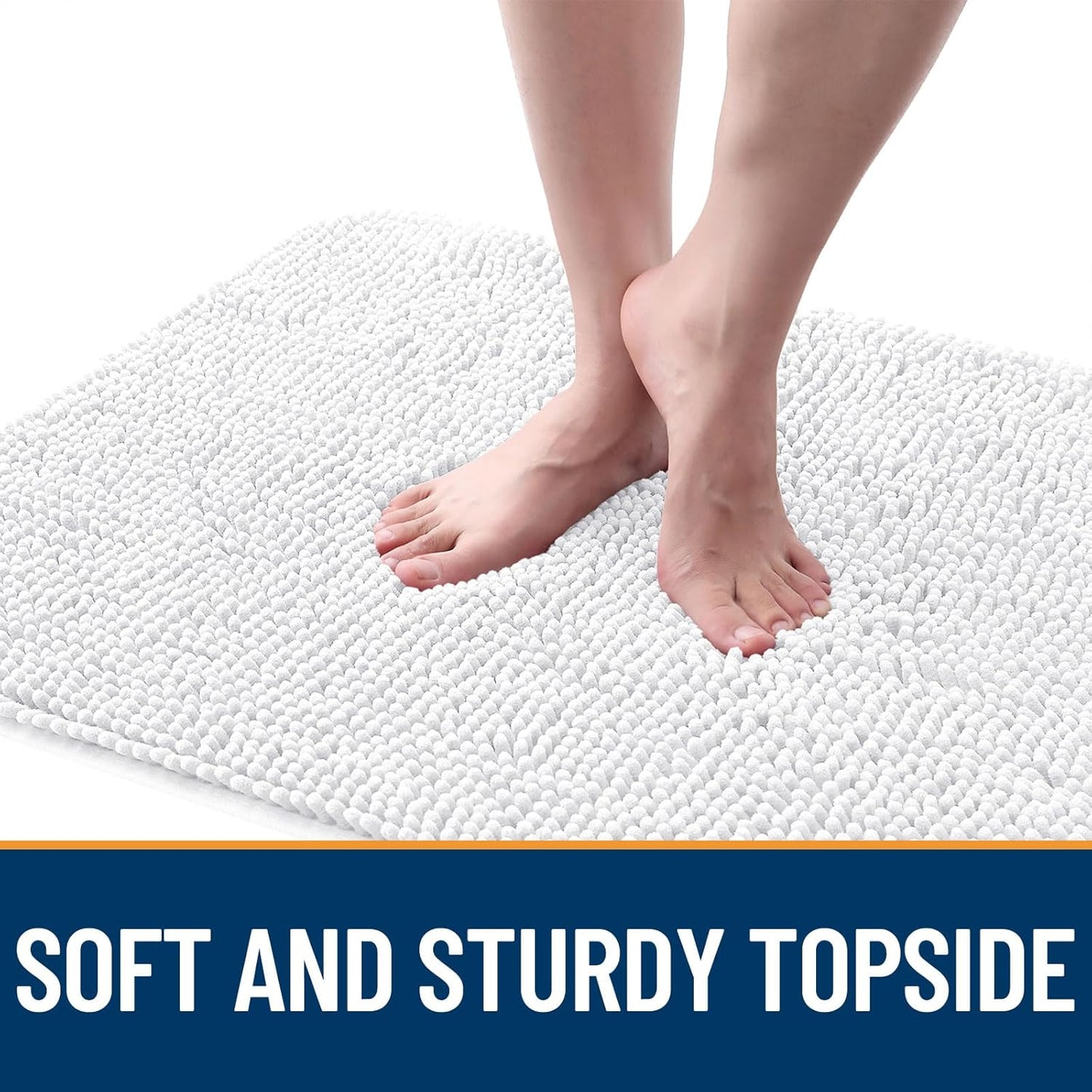 OLANLY Dog Door Mat - Absorbent Non-Slip Washable Chenille Mat for Muddy Paws | 59x32 Inches, White