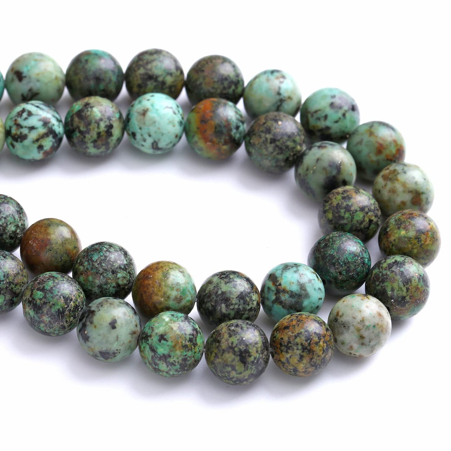 12MM 30PCS Natural Stone Green African Turquoise Spacer Loose Beads for Jewelry Making DIY Bracelet Necklace