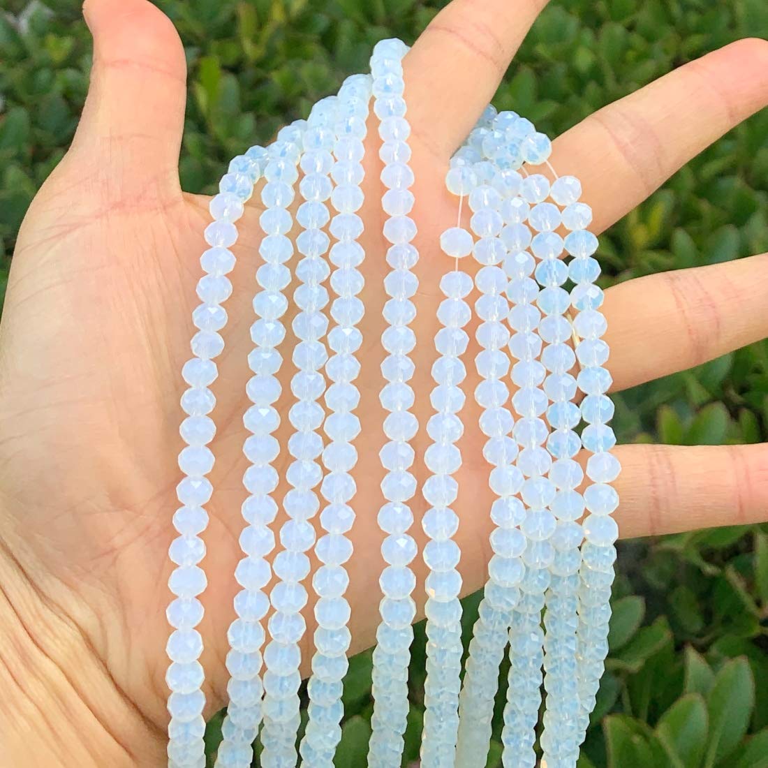 1000pcs Czech Faceted Rondelle Crystal Glass Loose Beads 6mm Spacer Bulk White Opal for DIY Craft Jewelry Making CCR634