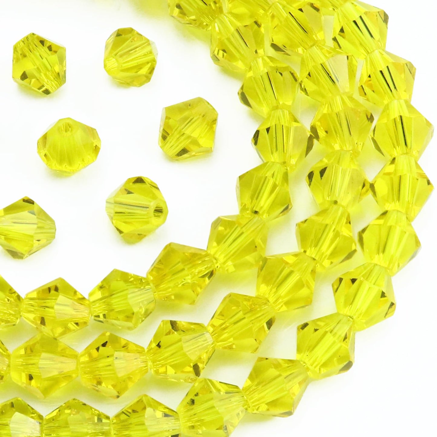 Dowarm 100PCS 8MM Bicone Crystal Beads, Yellow Faceted Crystal Glass Beads for Jewelry Making, Craft, DIY Bracelet, Necklace, Dolls, Suncatcher