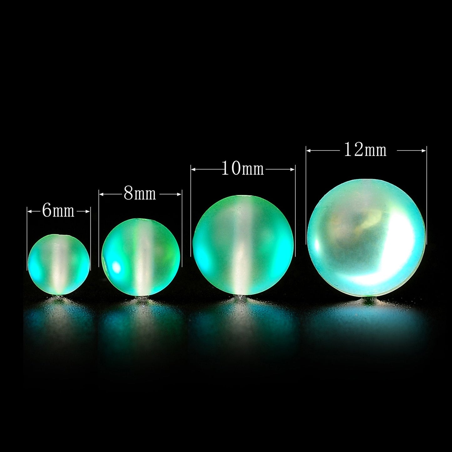 RUBYCA 8mm Round Moonstone Matte Crystal Glass Beads Aura for Jewelry Making Green, 1 Strand
