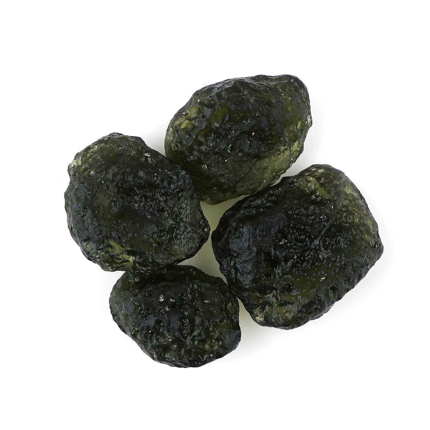 CRYSTALIS 4pcs Raw Synthetic Moldavite, High Grade Loose Gemstone Wholesale Bulk Rough Jewelry Making Supply, Chakra Stones, Wire Wrapping, DIY, Gem Collection