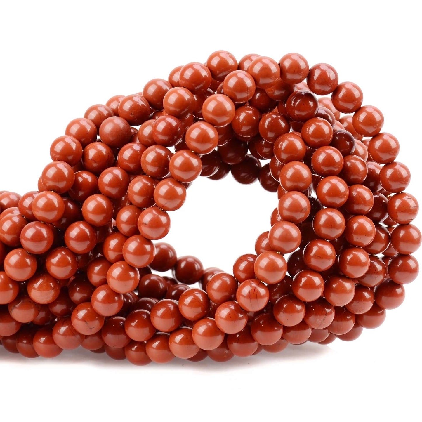 80Pcs Natural Crystal Beads Stone Gemstone Round Loose Energy Healing Beads with Free Crystal Stretch Cord for Jewelry Making (Red Jasper, 10mm)