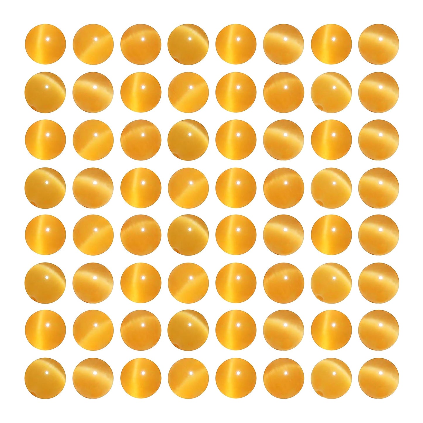 MJDCB 30pcs Golden Yellow Cat Eye Stone Beads 12mm Round Crystal Loose Bead for Jewelry Making DIY Bracelets Necklace