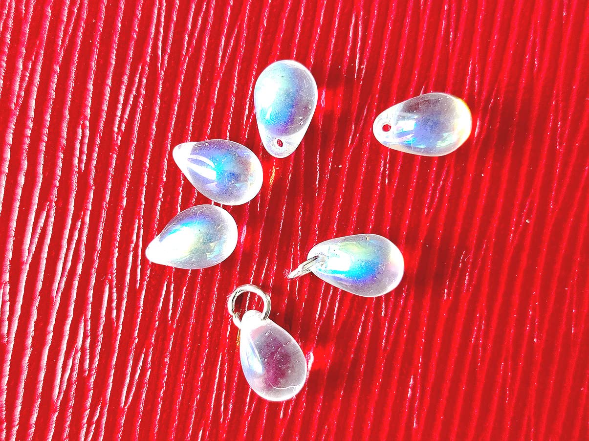 100 pcs Sparkling 6x9mm Teardrop Glass Beads, Crystal Clear AB Czech Glass, Versatile Raindrop Beads for Crafts & Jewelry Making, Premium Clear Crystal Beads