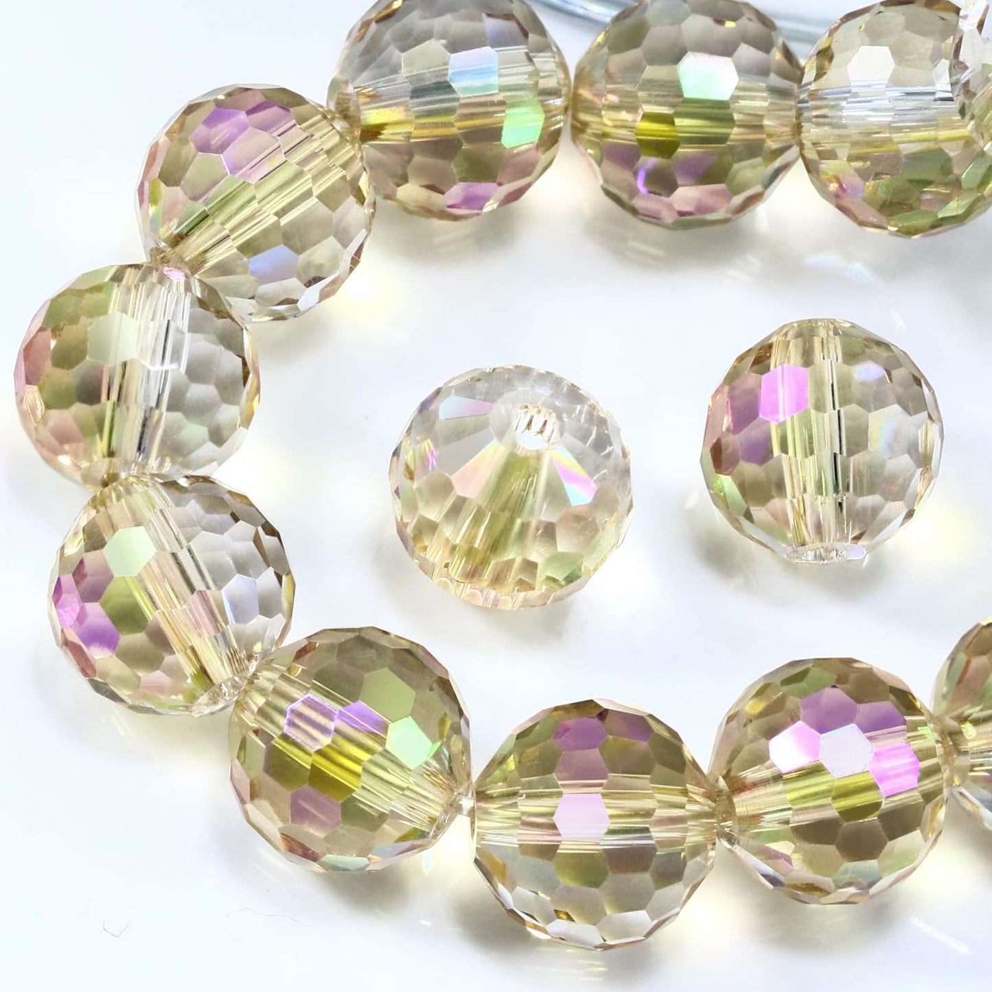 Dowarm 150PCS 6MM Round Crystal Glass Beads for Jewelry Making, Faceted Crystal Beads for Crafts Bracelet Wind Chimes Suncatcher, #5003 Crystal Rondelle Spacer Beads, Loose Gemstones, Purple Champagne