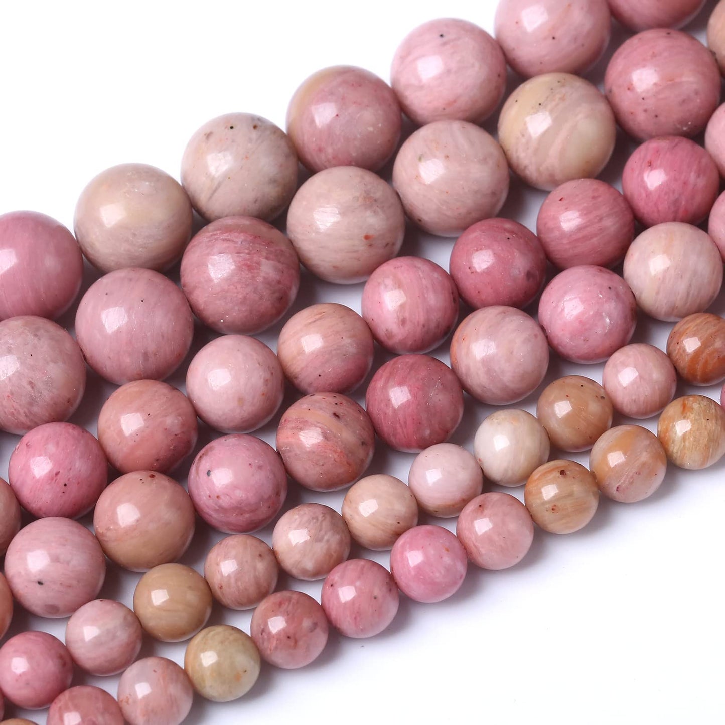 32PCS 12MM Natural Rhodonite Beads Round Loose Stone Beads for Jewelry Making DIY Energy Stone Healing Power Bracelet 15"