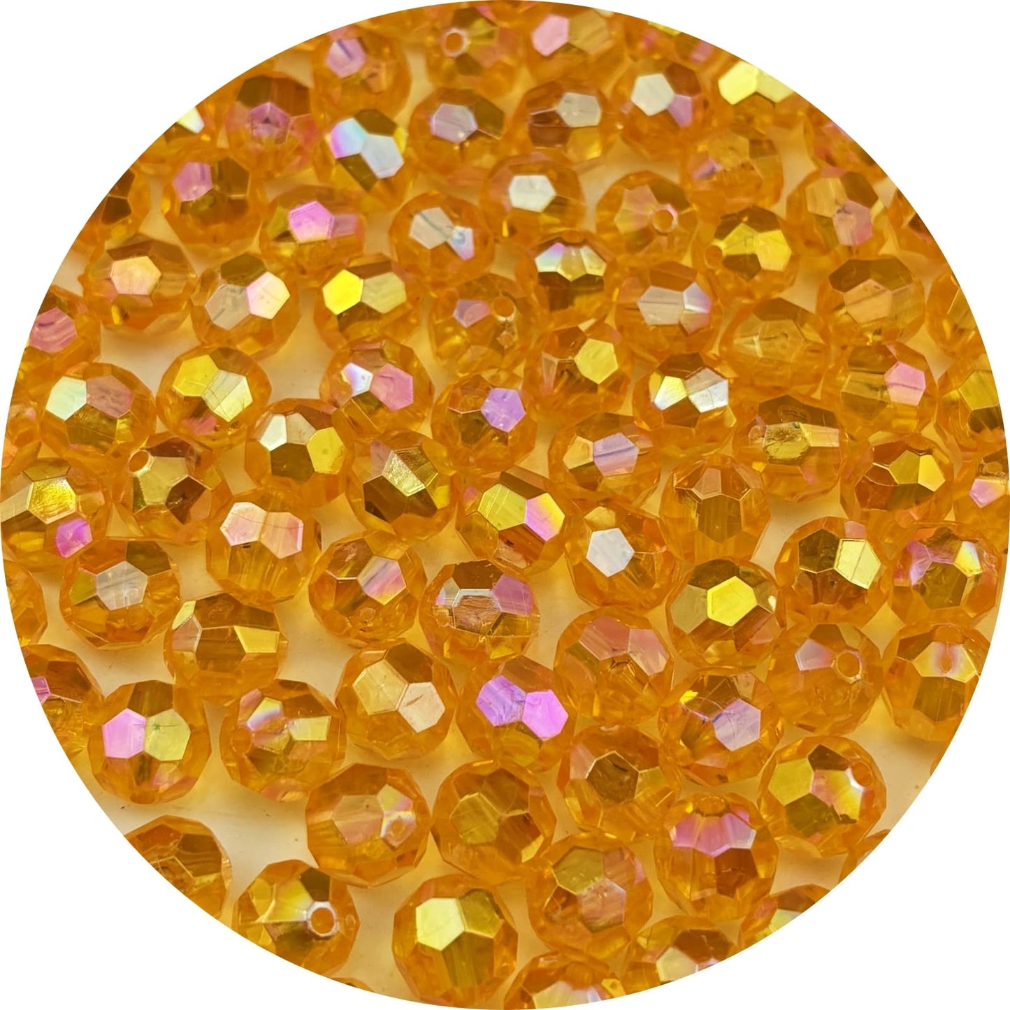 Pinhoollgo 1000pcs 6mm Acrylic Faceted Round Beads AB Colors Glossy Acrylic Beads Round Spacer Beads with Hole for DIY Bracelet Necklace Jewelry Making Supplies Handmade Craft(Orange AB)