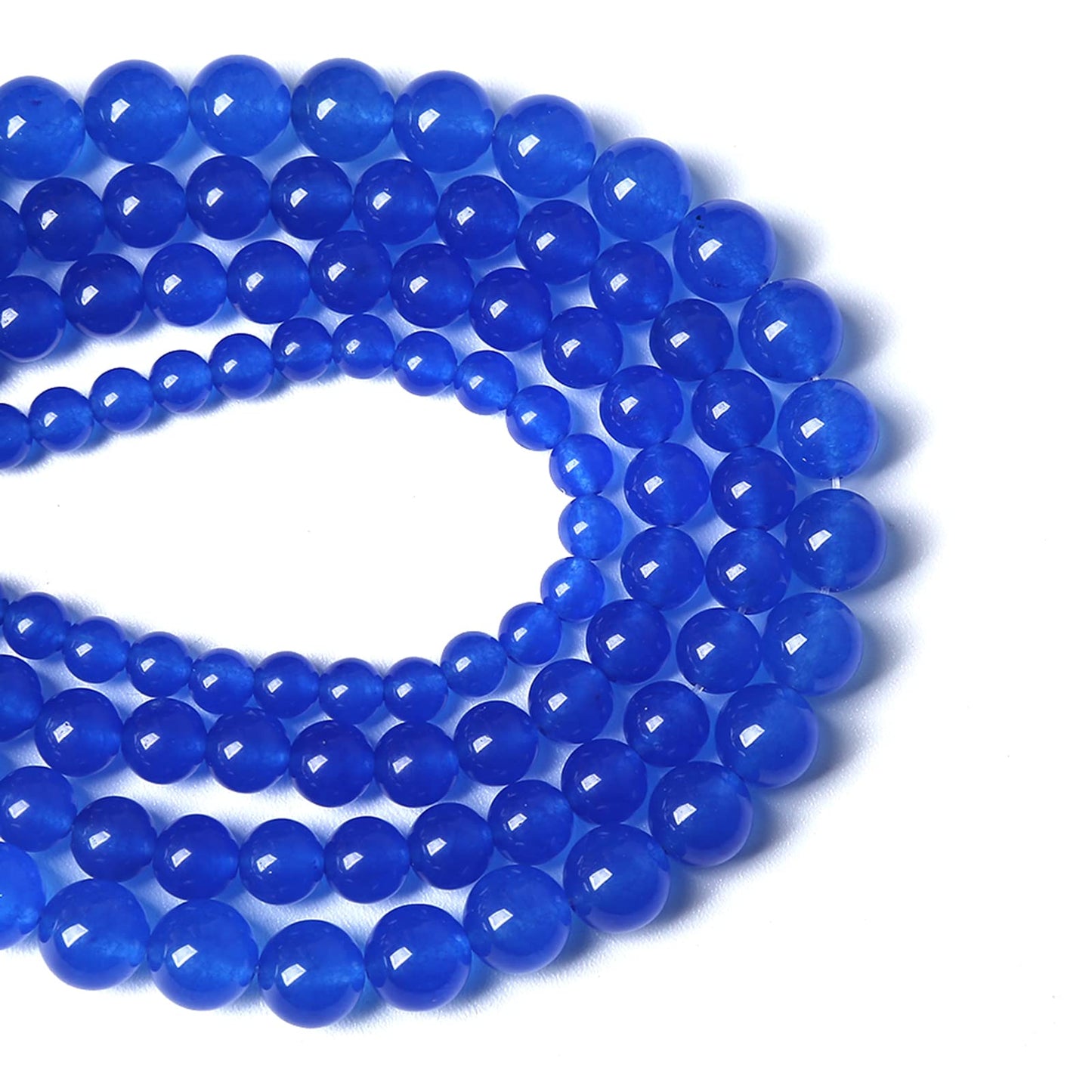 8MM 46PCS Deep Blue Chalcedony Natural Stone Loose Beads for Jewelry Making DIY Bracelet