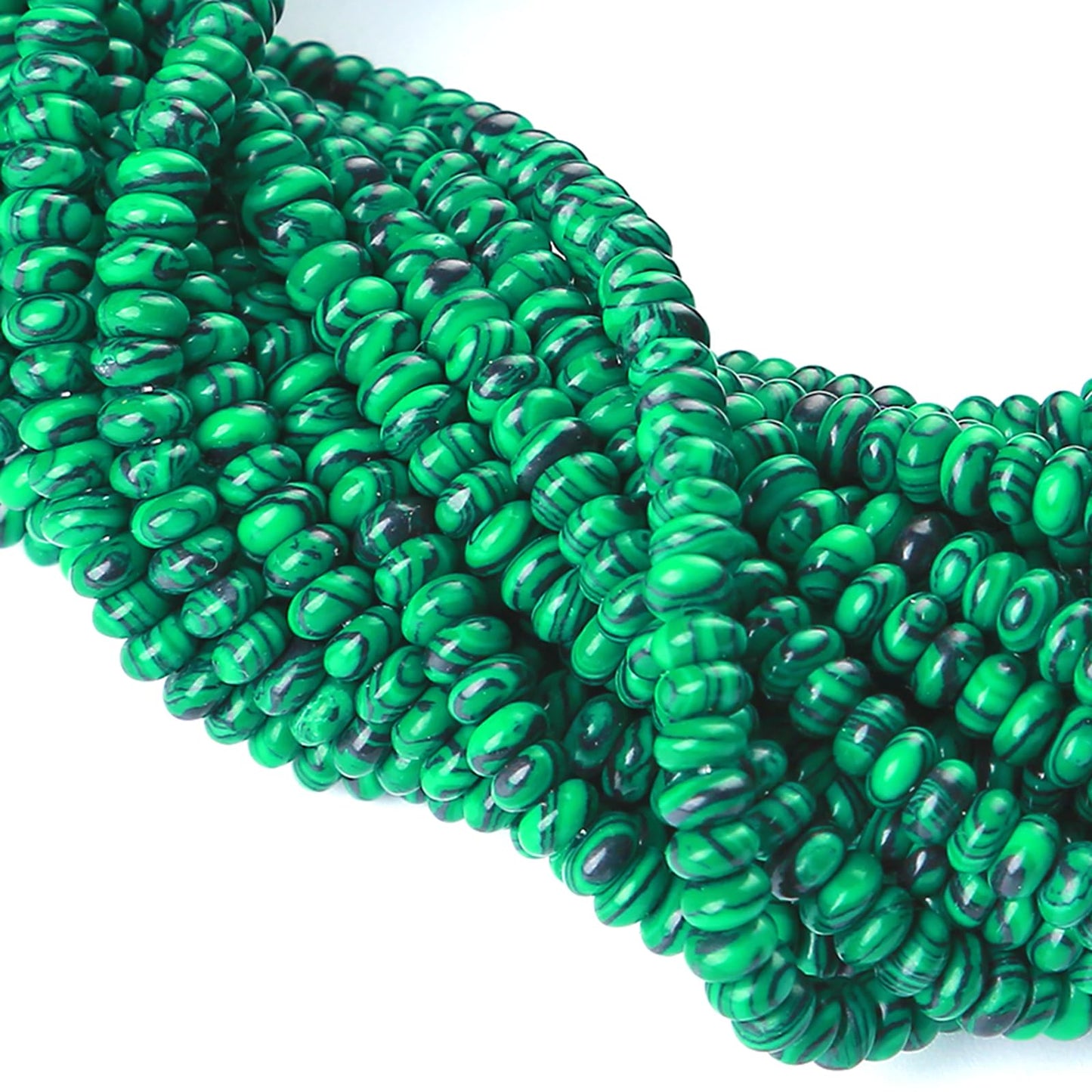 2x4MM 150PCS Malachite Tube Rondelle Abacus Disk Spacer Loose Beads for Jewelry Making