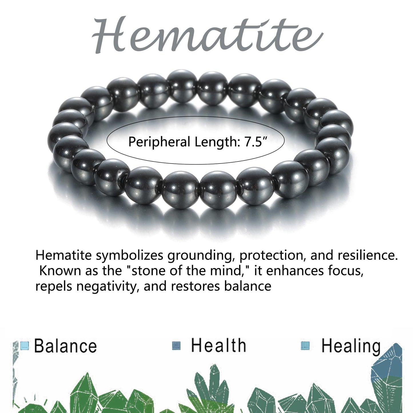 Udolfly Womens Crystal Beaded Bracelets for Women Men Protective Energy Bracelet Natural Gemstone Bead Bracelet 4mm Hematite