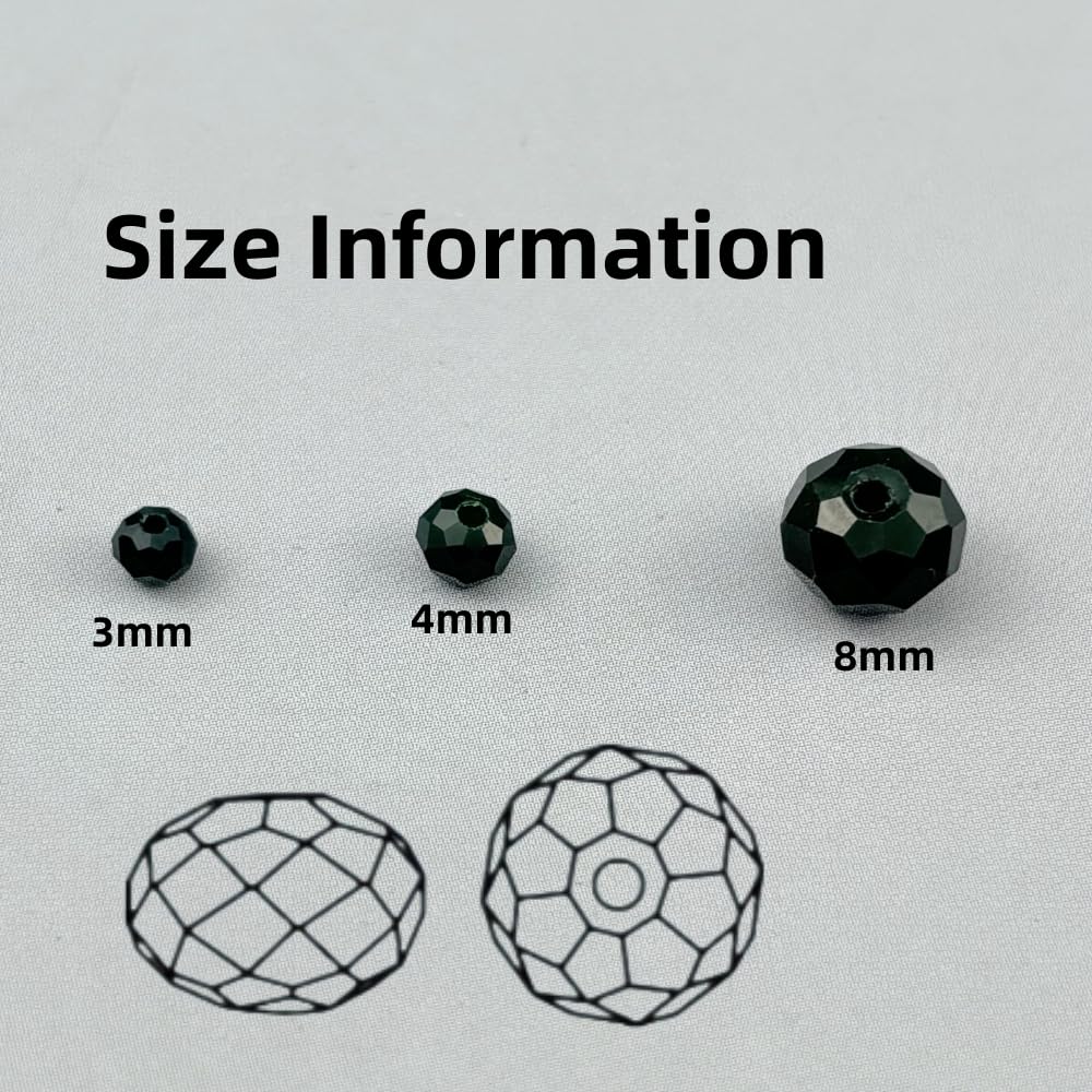 Pinhoollgo 100pcs 8mm Crystal Glass Beads Faceted Rondelle Glass Spacer Beads for Bracelets Necklace Pendants Earrings Key Chains Jewelry Making(Dark Green Porcelain)
