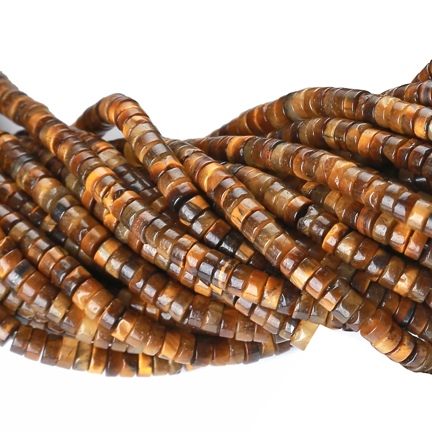 2x4MM 150PCS Yellow Tiger Eye Tube Cylinder Rondelle Abacus Disk Spacer Loose Beads for Jewelry Making