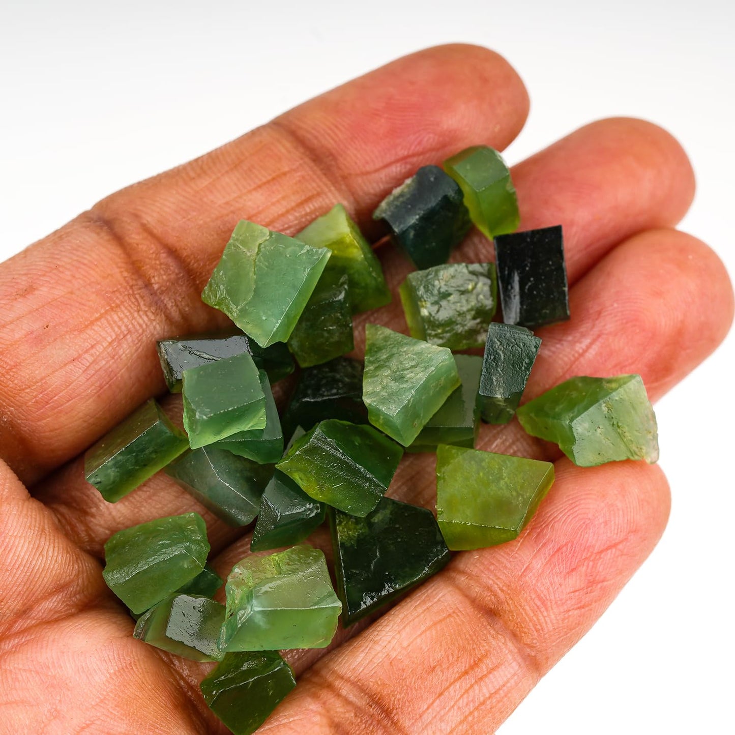 ColouredRocks 100 carats Serpentine Crystals, Raw Stones, Rough Gemstones, Jewelry Making Supply, Cabbing, Polishing, Cutting, DIY, Crafts (35+pcs) (6-10mm)