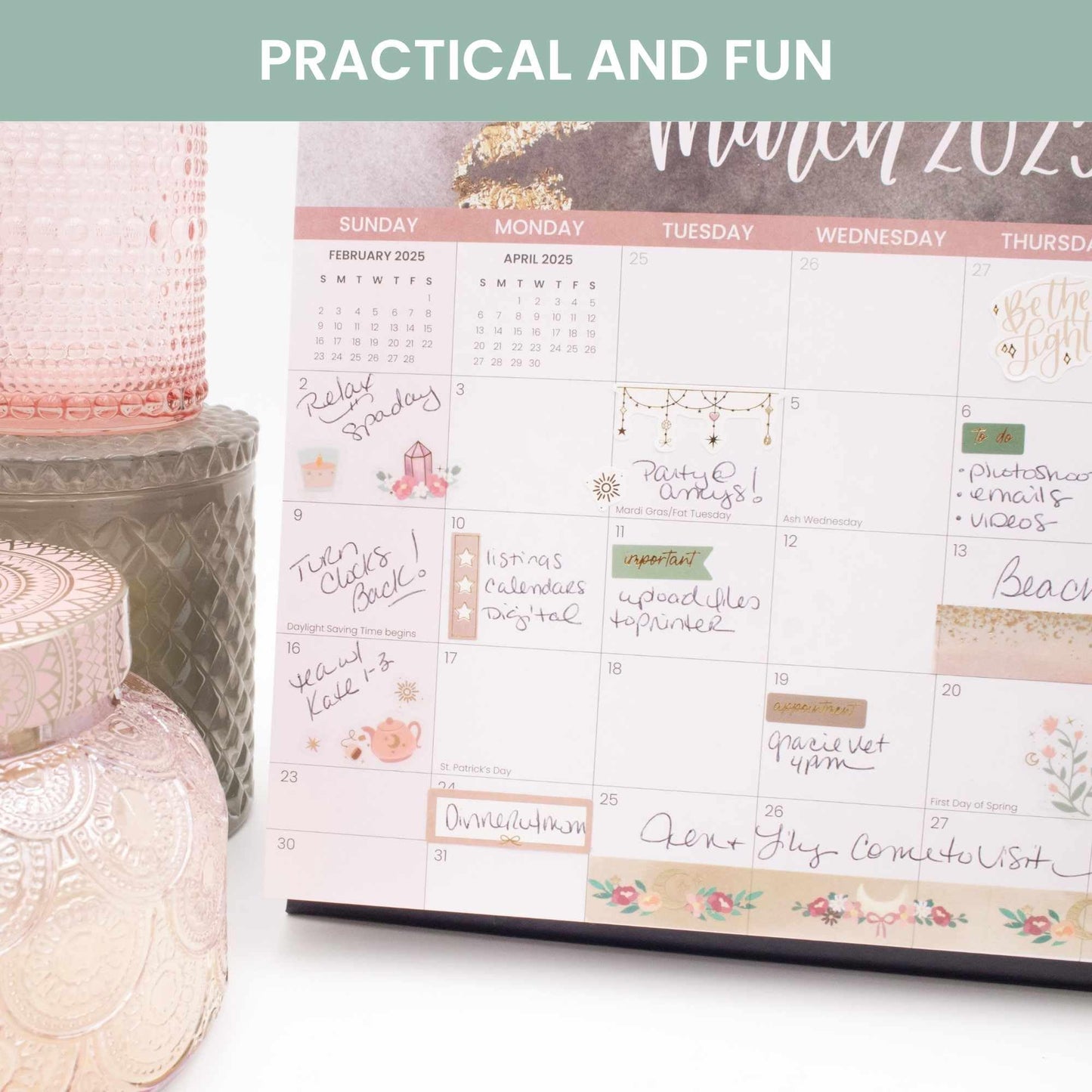 bloom daily planners x Simply Gilded Aesthetic Neutral Planner Stickers (8 Sheets / 435 Stickers) - Bohemian Variety Pack with Gold Foil for Decorating, Planning, Scrapbooking