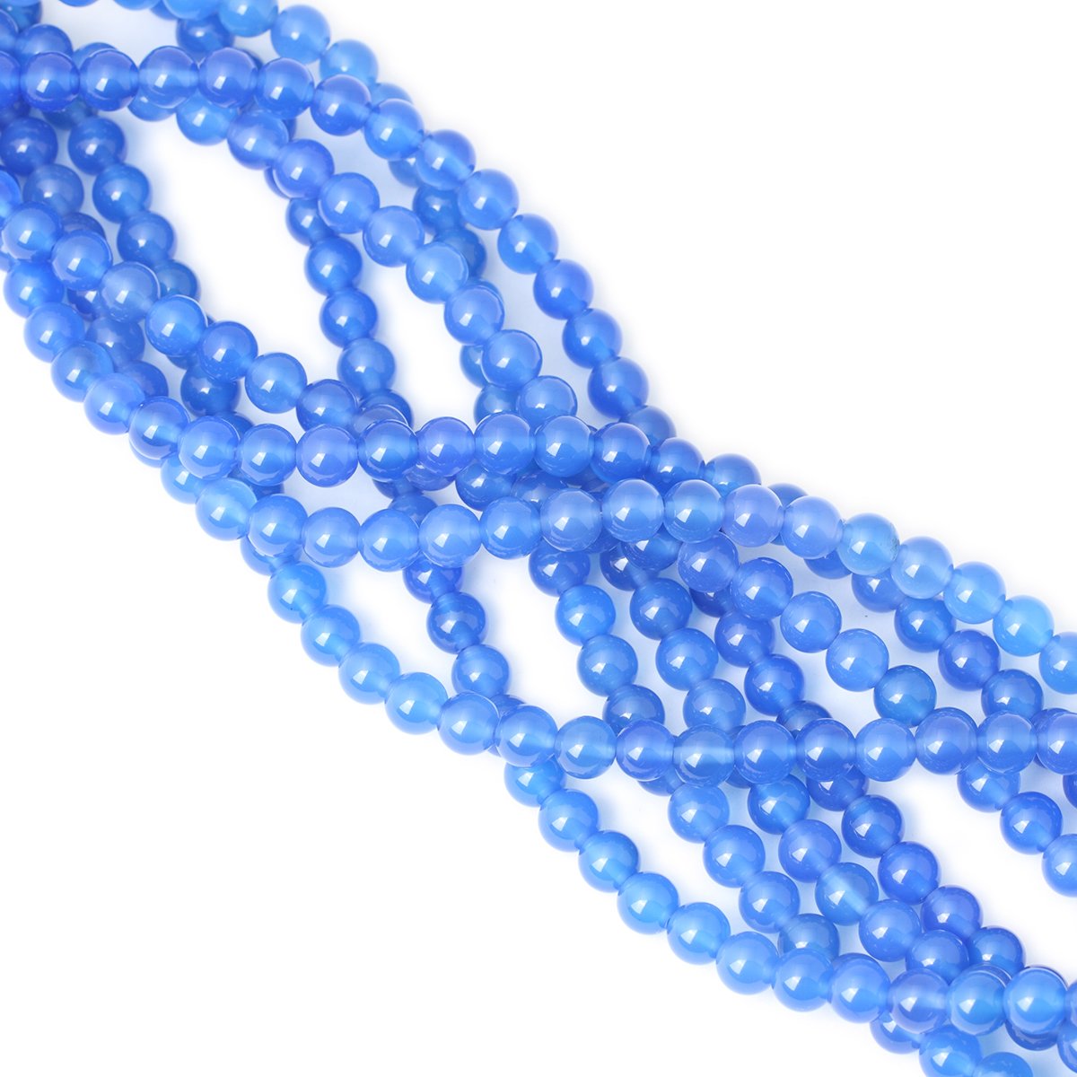 CHEAVIAN 45PCS 8mm Smooth Surface Blue Agate Round Loose Beads Energy Stone for Jewelry Making 1 Strand 15"