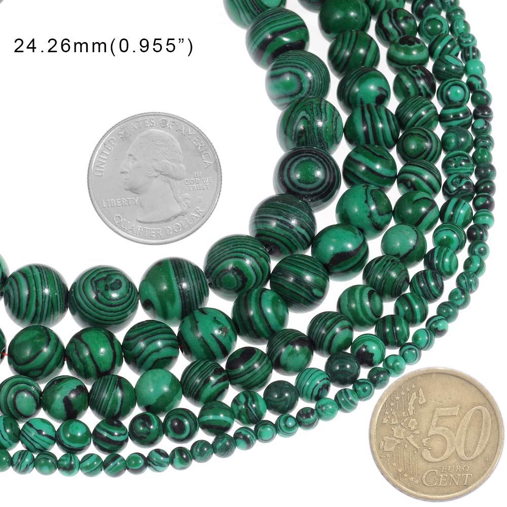 Natural Stone Beads 12mm Malachite Gemstone Round Loose Beads Crystal Energy Stone Healing Power for Jewelry Making DIY,1 Strand 15"