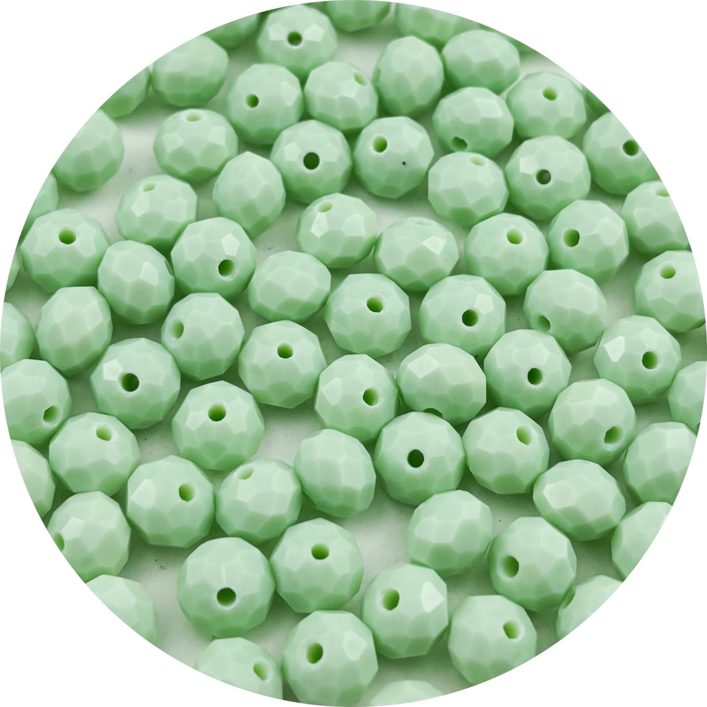 Pinhoollgo 100pcs 8mm Crystal Glass Beads Faceted Rondelle Glass Spacer Beads for Bracelets Necklace Pendants Earrings Key Chains Jewelry Making(Mint Green Porcelain)