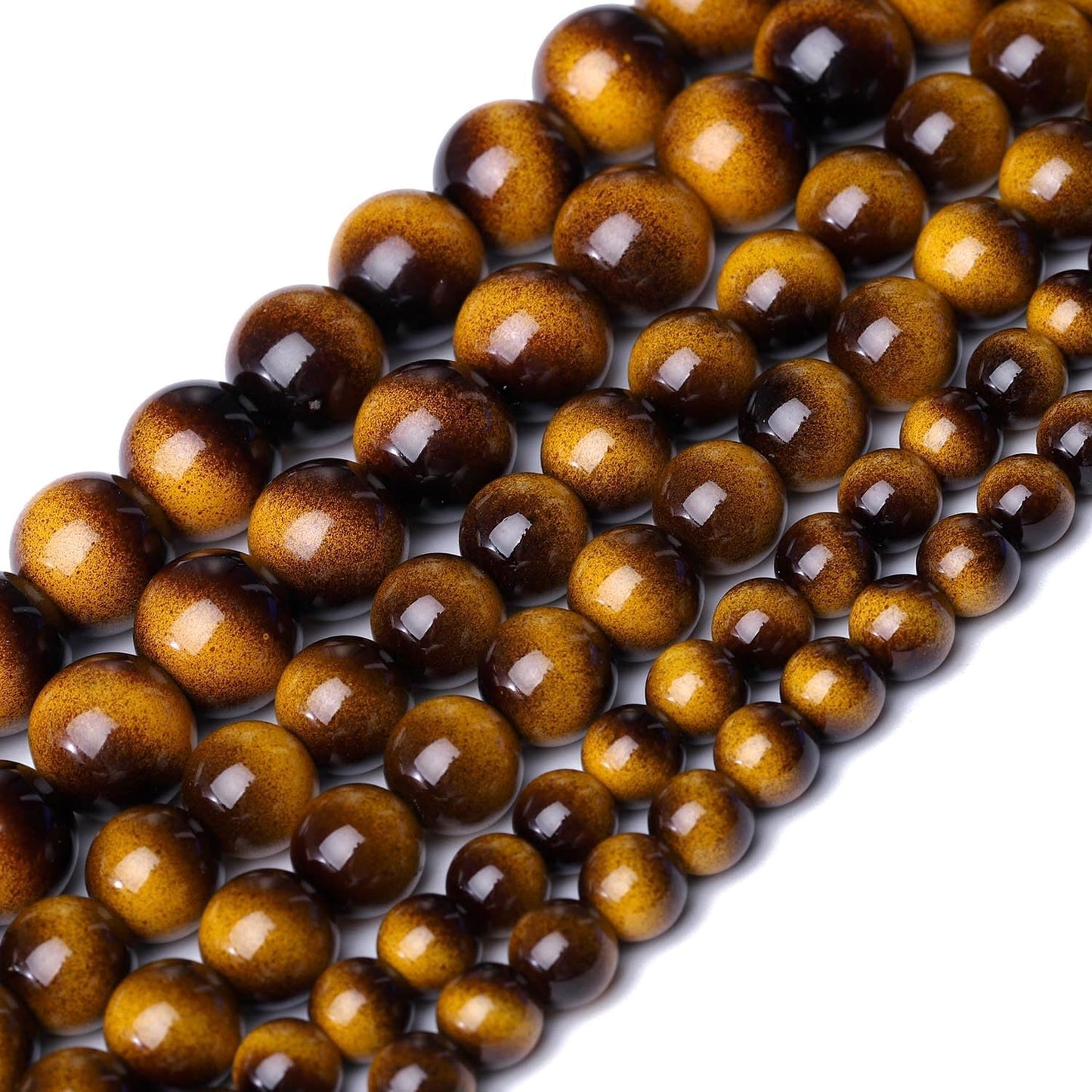 Song Xi 45PCS 8mm Yellow Tiger Eye Gemstone Beads for Jewelry Making, Round Smooth Glass Beads for DIY Bracelet Necklace Earring Keychain, Arts and Crafts, for Christmas Wedding Birthday