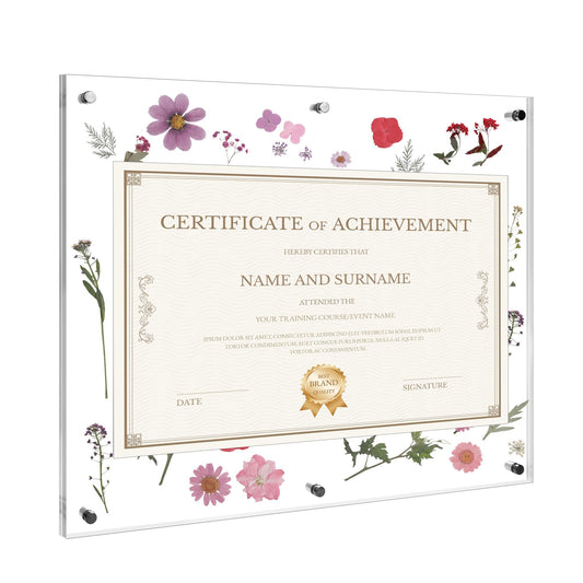 Aneco Graduation Diploma Frame 16x20 Inches Self Adhesive Acrylic Certificate Frame with Dried Pressed Flowers No Drill Clear Wall Photo Frames for Degree Poster Poster Artworks DIY Craft