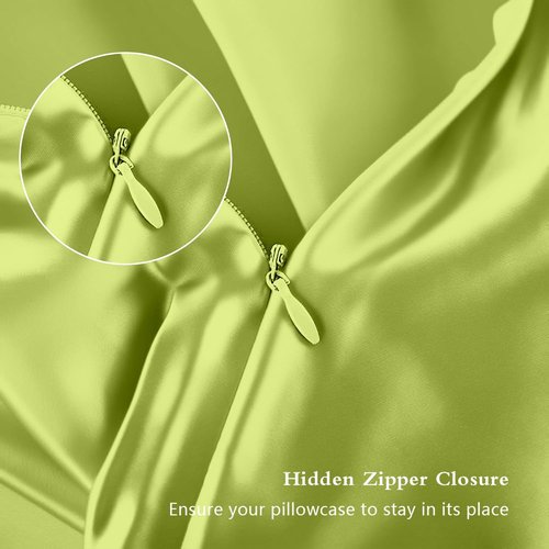 Mulberry Silk Pillowcase - Standard Size, Natural Silk for Hair & Skin, Olive Green with Zipper