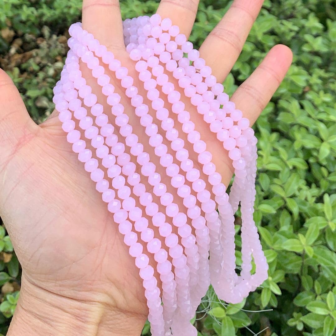 1000pcs Czech Faceted Rondelle Crystal Glass Loose Beads 6mm Spacer Bulk Pink Rose Opal for DIY Craft Jewelry Making CCR630