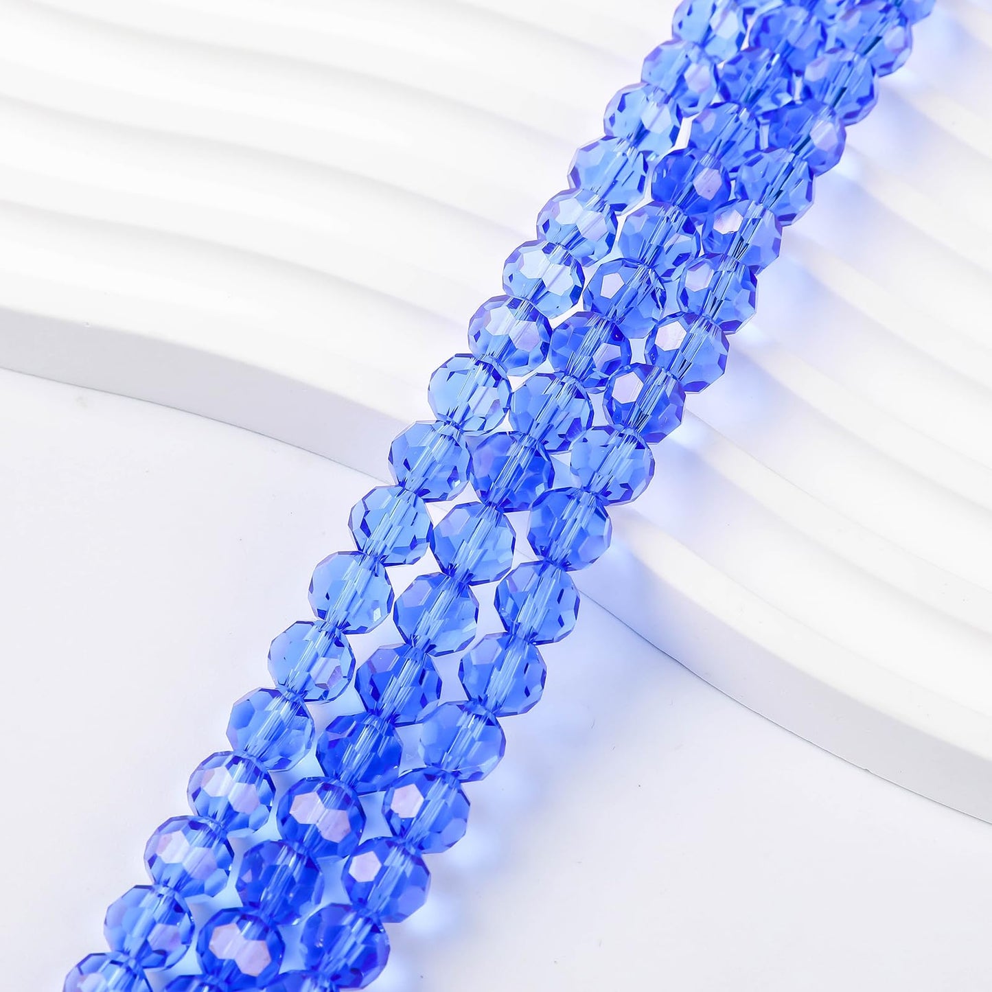 Novborcz 200PCS 8MM Blue Round Crystal Glass Beads for Jewelry Making, DIY Craft