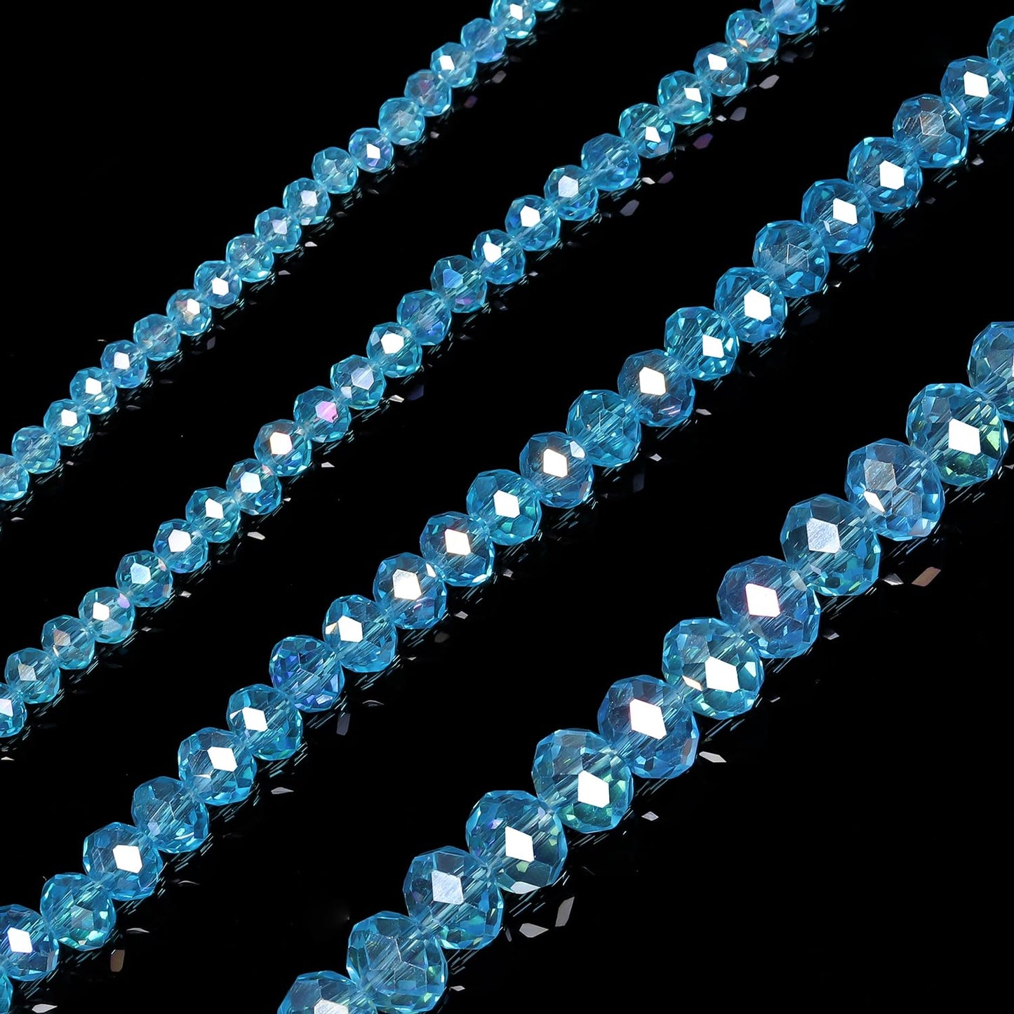 NITOPUPU 300pcs 8mm Crystal Glass Beads for Jewelry Making Faceted Rondelle Flat Beads for Bracelets Necklace Earrings DIY Crafts (Lake Blue Crystal AB Bead)