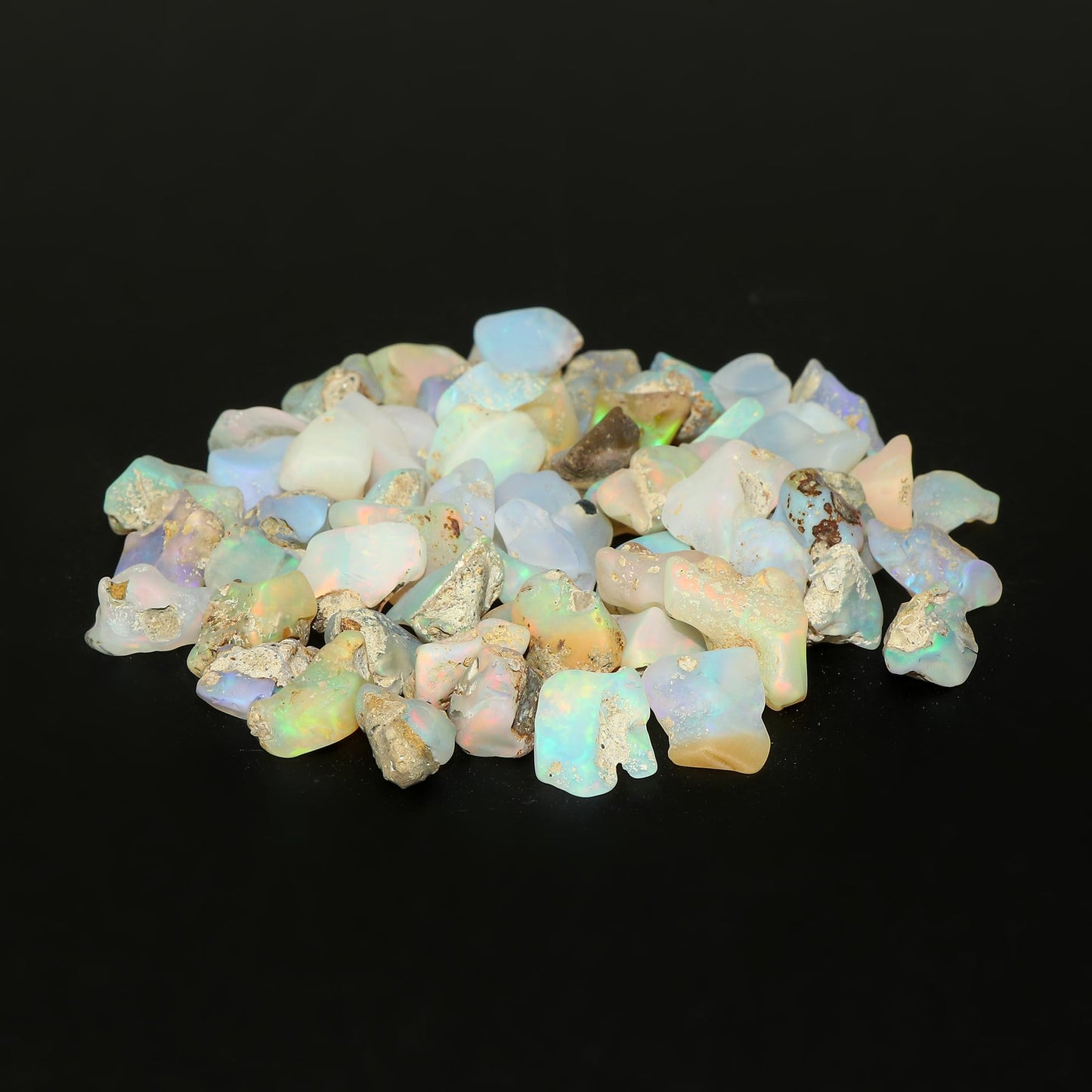 CRYSTALINES (100cts) Natural Raw Ethiopian Opal Gemstone, Wholesale Rough Stones, Loose Supplies, DIY Crafts, Jewelry Making, Mate-Finish Unpolished Stones, Healing Crystals, (Approx 55+pcs)