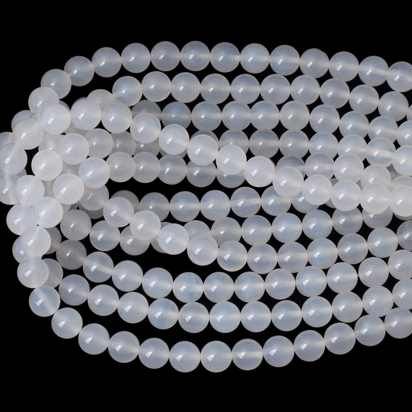 CHEAVIAN 35PCS 10mm Natural White Agate Gemstone Round Loose Beads for Jewelry Making 1 Strand 15"