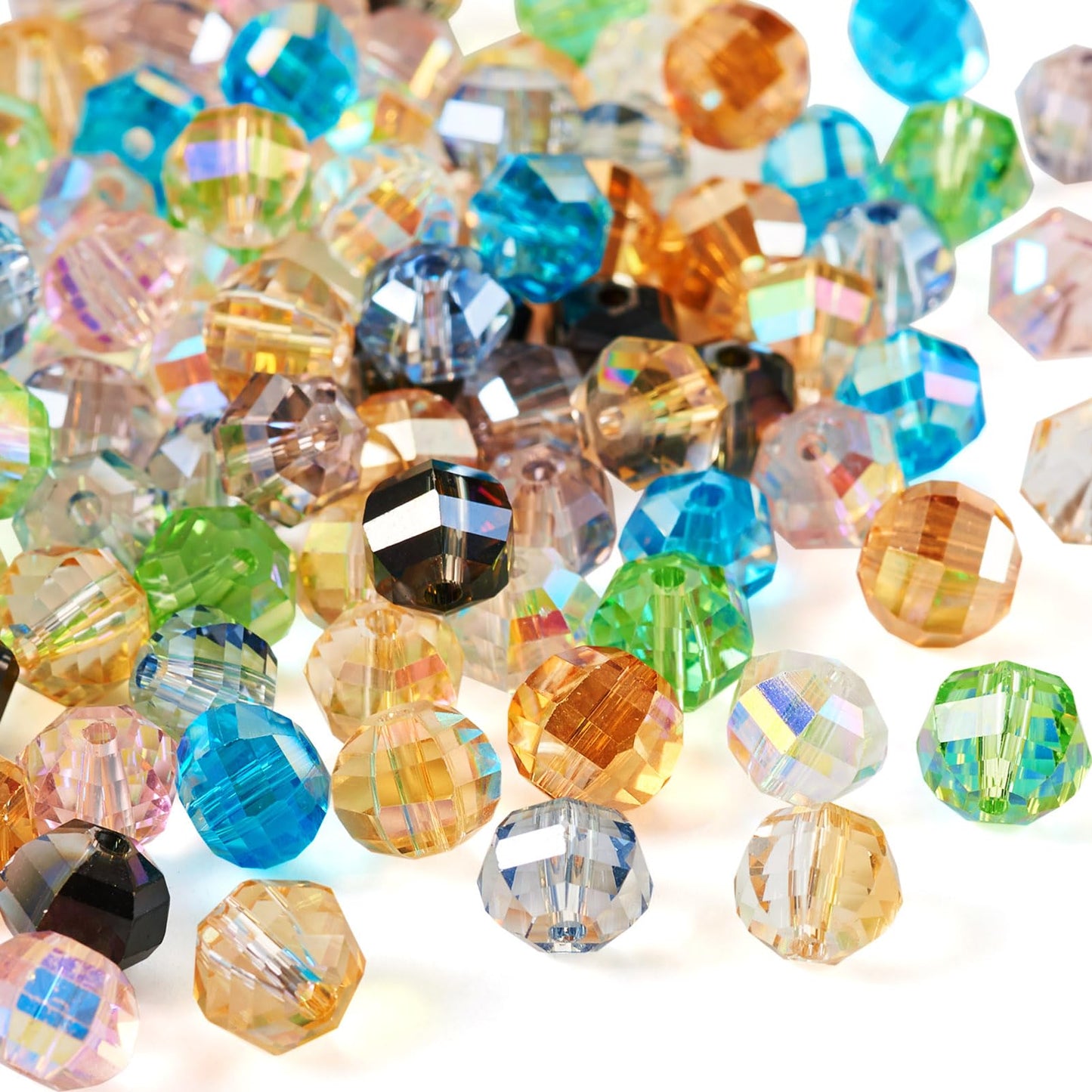 Elecrelive 100pcs Glass Rondelle Beads 7.5mm Faceted Glass Beads Colorful Loose Beads for DIY Beading Bracelet Necklace Jewelry Making