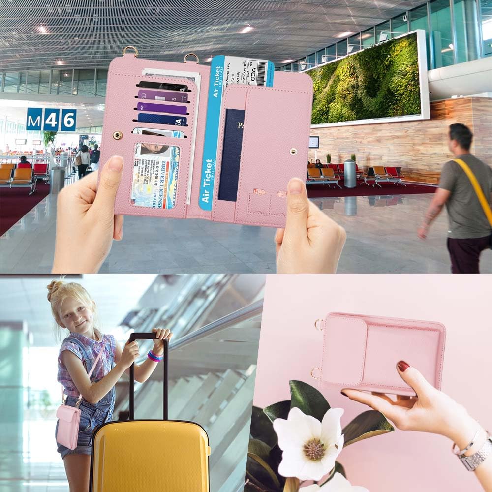 Passport Holder for Travel，Passport Holder & Neck Wallet with RFID Blocking,Hidden Neck Pouch for Travel- Holds Passports, Cards, Tickets, ID, Cash