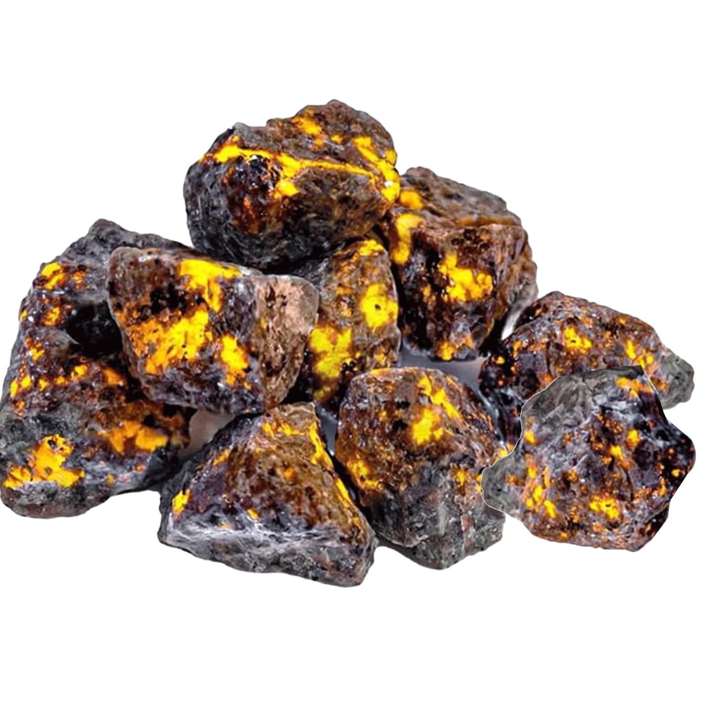 AZKRWFLM Yooperlite Stone Natural Raw Rough Flame Crystals Bulk for Healing Tumbling Fountain Rocks Decor(0.67, Pounds)