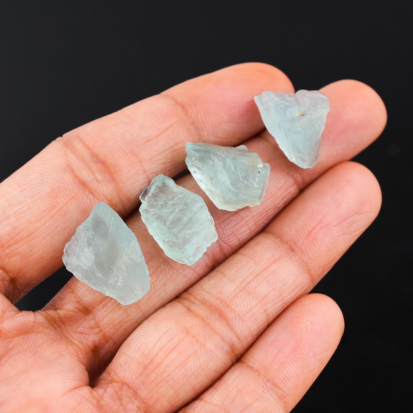 ColouredRocks (4 pcs. A+ AQUAMARINE Crystals, Raw Stones, Rough Gemstones, Jewelry Making Supply, Cabbing, Polishing, Cutting, DIY, Crafts (12-16 mm.)