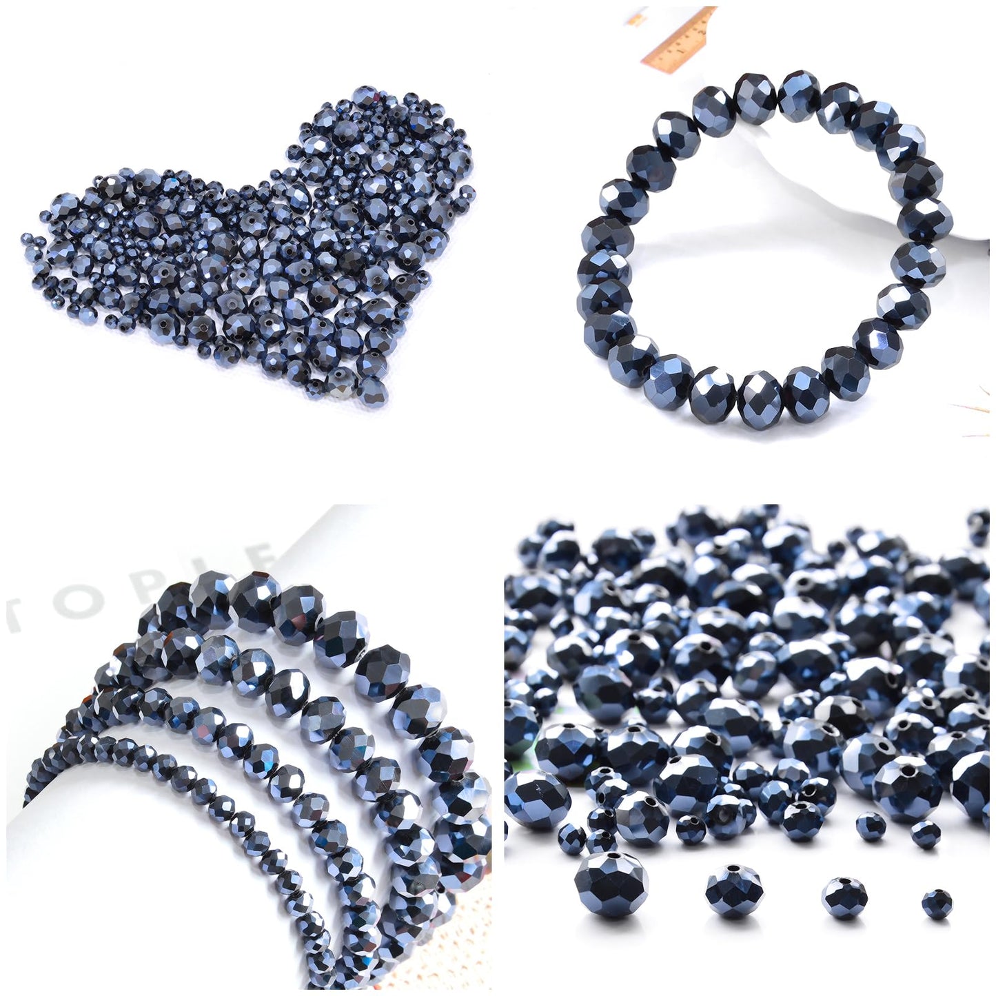 Laopottbeads 500Pcs 6mm Crystal Glass Beads for Jewelry Making Beads for Bracelets Necklace Pendants Making Supplies(Navy Blue)