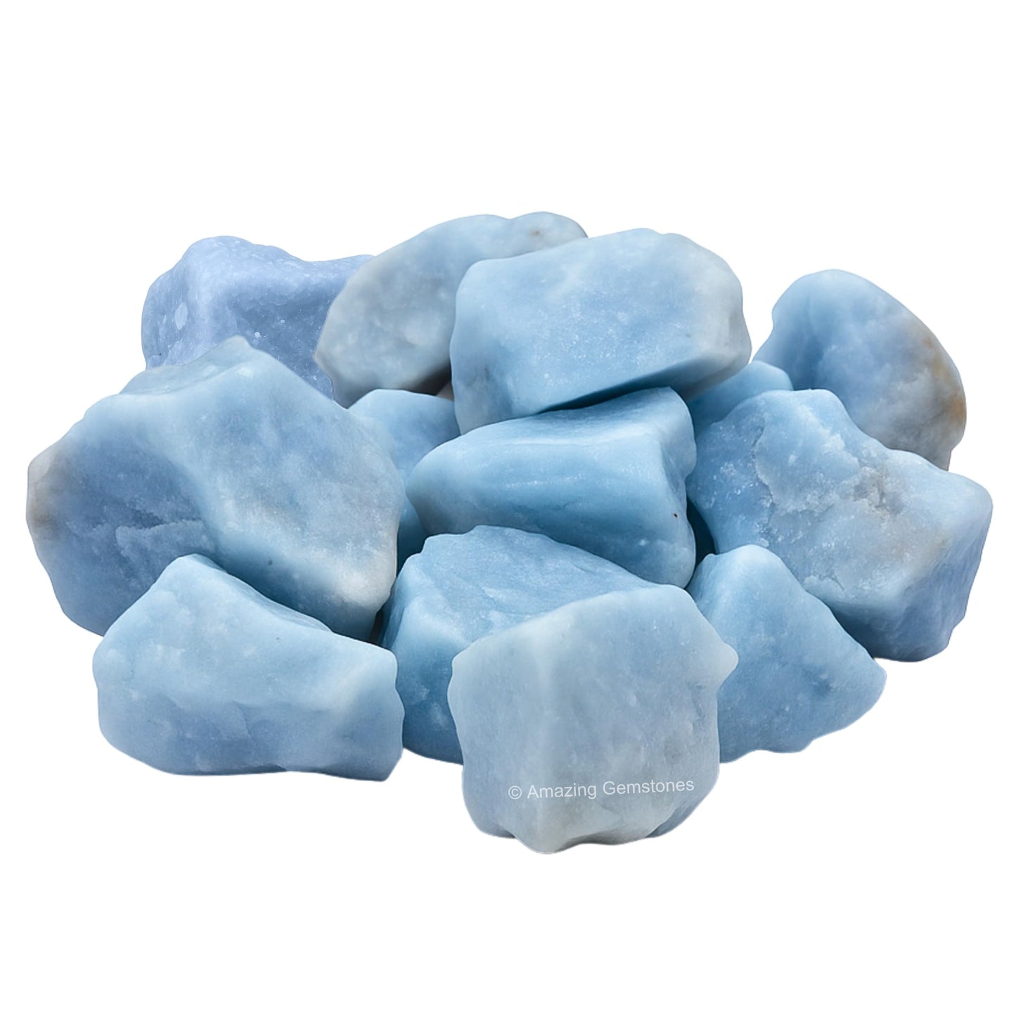 Amazing Gemstone Angelite Raw Crystals and Healing Stones, Natural Rocks for Tumbling - DIY Raw Stones and Crystals, 2 Pieces
