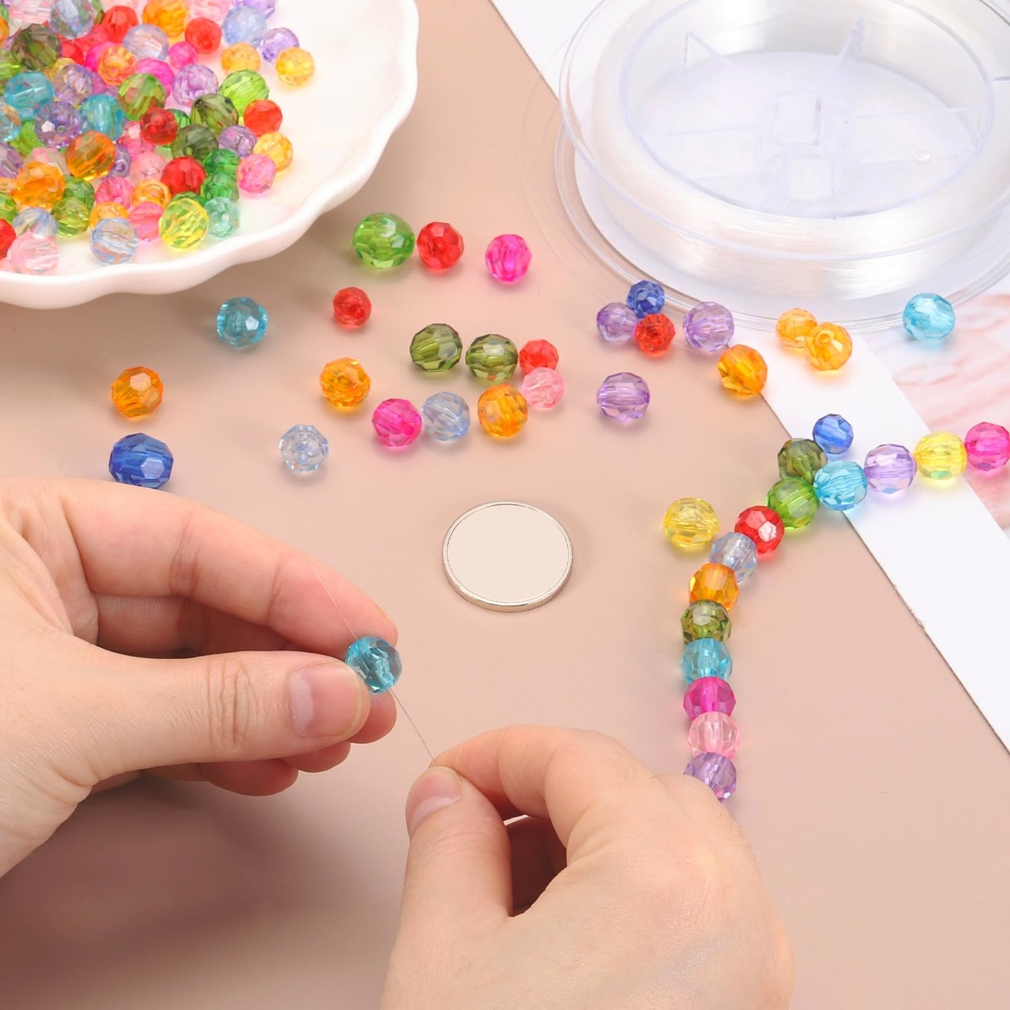 MECCANIXITY 400pcs Czech Faceted Bicone Beads 8mm Glass Spacer Bead Bulk for Jewelry Making & DIY Craft, Dark Purple