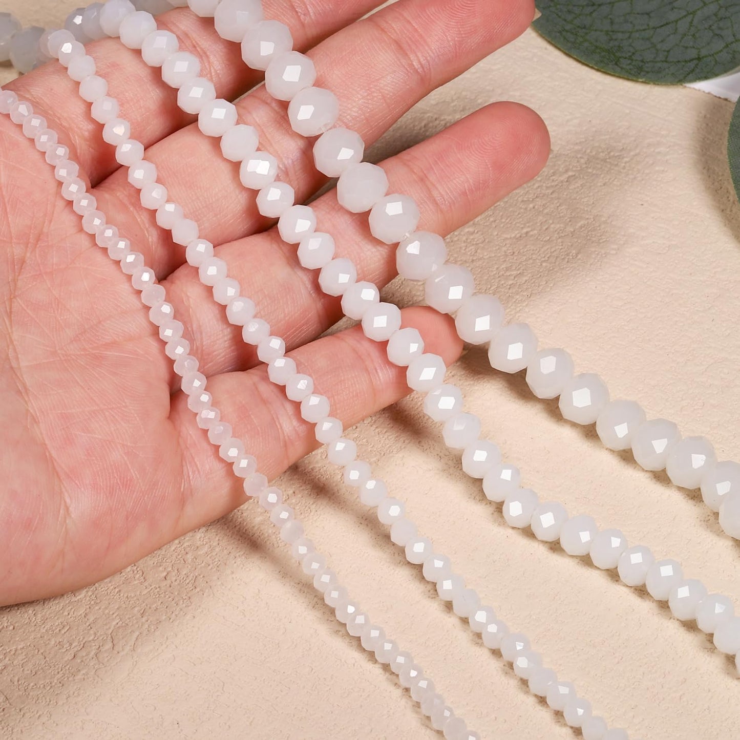 NITOPUPU 500pcs 6mm Crystal Glass Beads for Jewelry Making Faceted Rondelle Flat Porcelain Beads for Bracelets Necklace Earrings DIY Crafts (White Porcelain Bead)