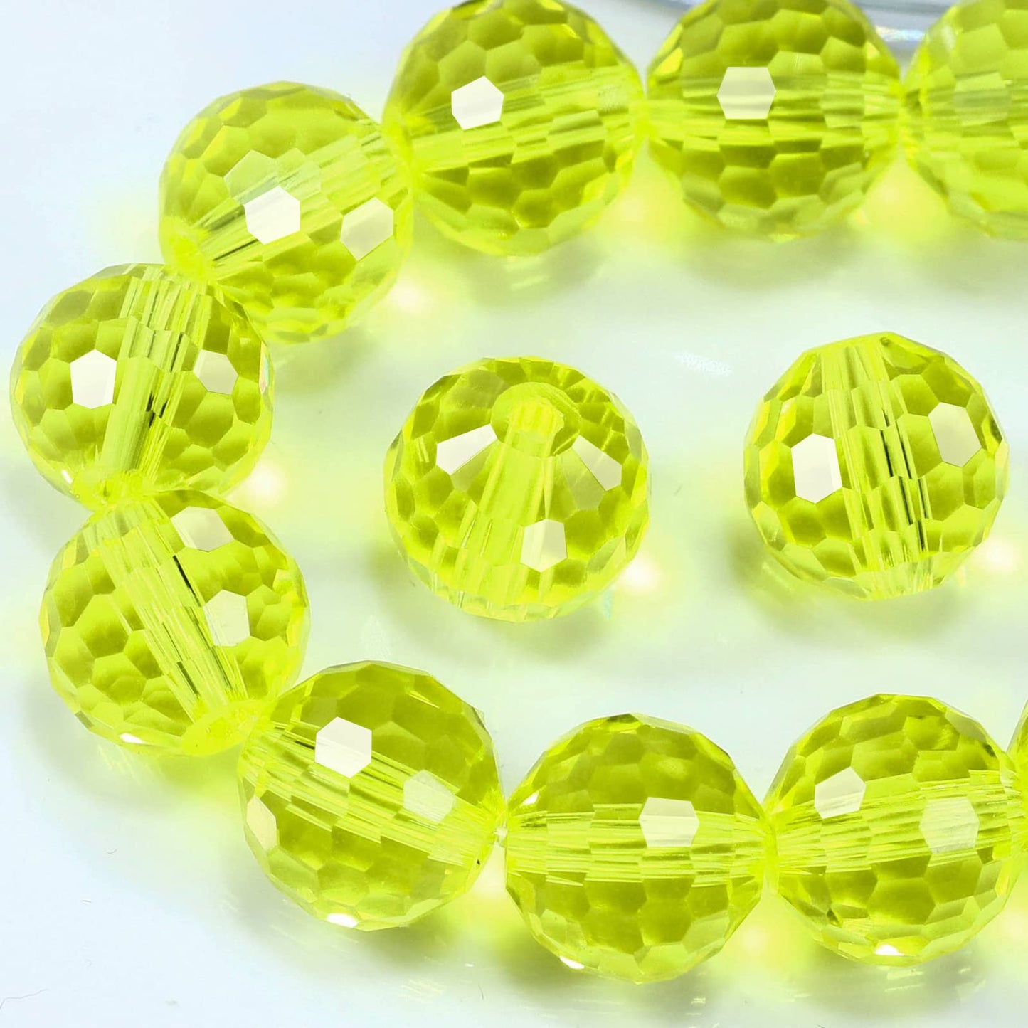 Dowarm 150PCS 6MM Round Crystal Glass Beads for Jewelry Making, Lemon Yellow Faceted Rondelle Spacer Beads for Crafts, Bracelet, Wind Chimes, Suncatcher - #5003 Loose Gemstones