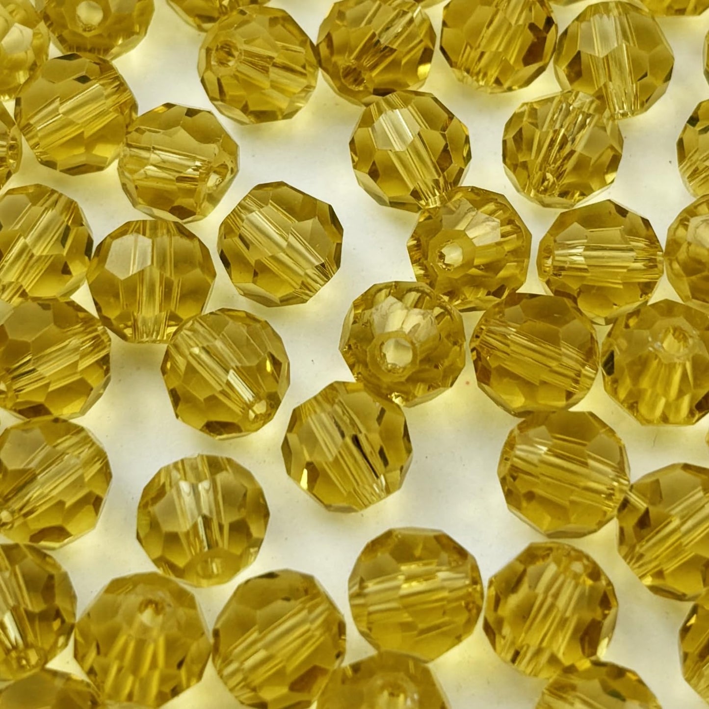 YUEXIGO 60pcs 10mm Round Crystal Glass Beads for Jewelry Making, Faceted Crystal Glass Spacer Beads for Bracelet Earring Necklace DIY Craft(Light Yellow)
