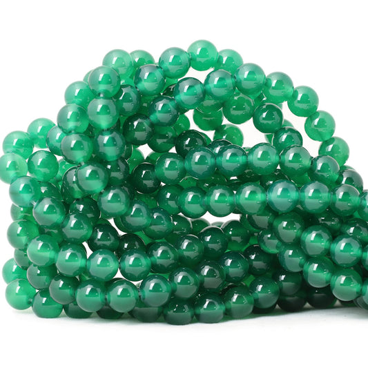 CHEAVIAN 45PCS 8mm Green Agate Gemstone Round Loose Beads for Jewelry Making 1 Strand 15"