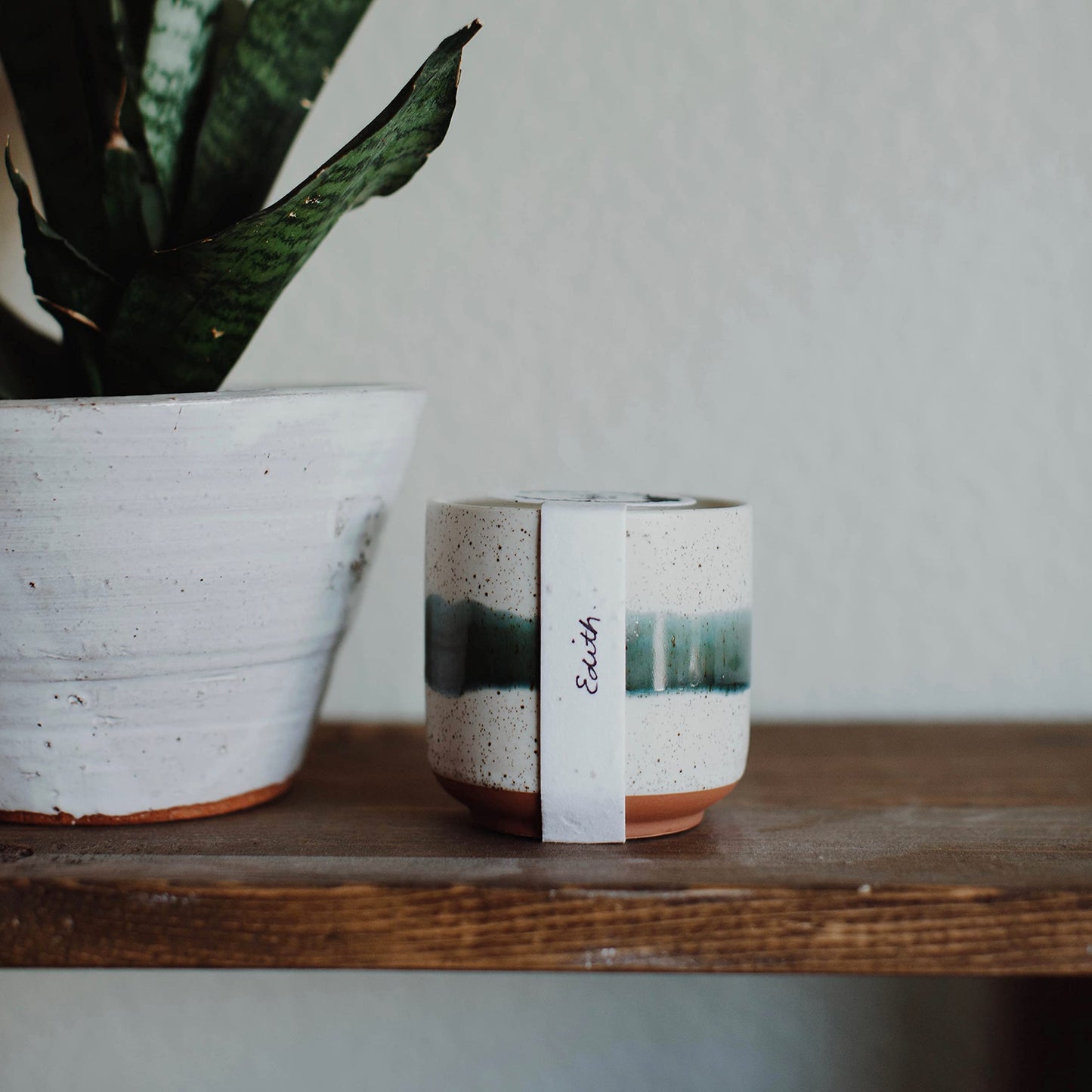 Hyggelight - The Growing Candle, Lavender Scented, 8.5oz Ceramic Pot, Single Wick Aromatherapy Candles, 100% Soy for Women and Men, Edith