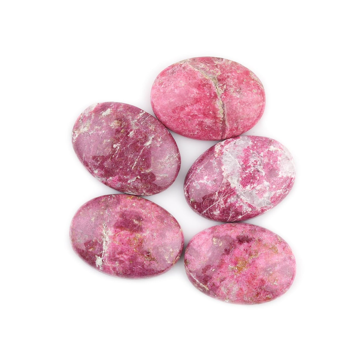 ColouredRocks (5 pcs. THULITE, Oval Shape, Natural Cabochon Crystals, Loose Gemstone, Wholesale Polished Supply, Jewelry Making, DIY Craft, Gem Collection (18X13mm approx.)