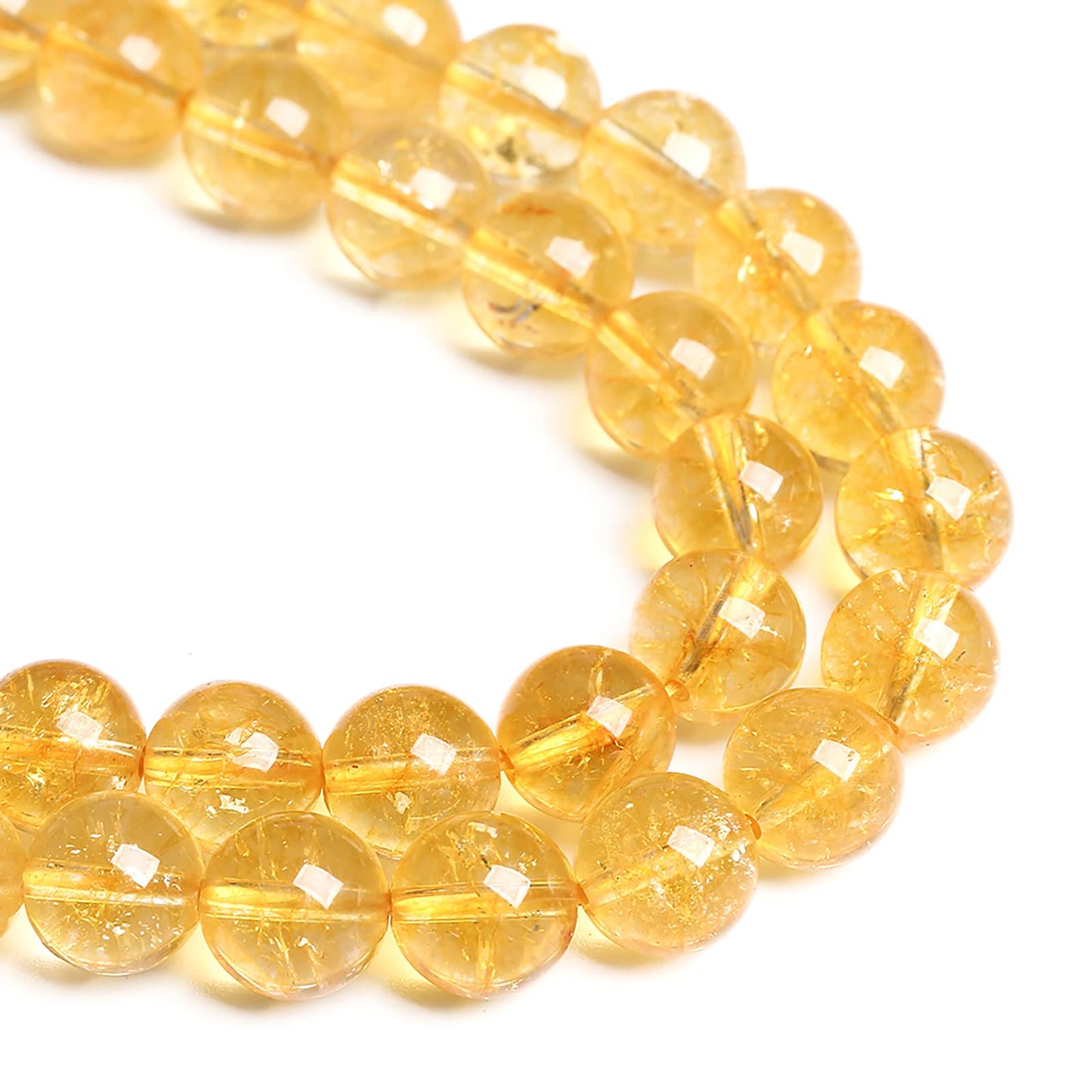 6MM 60PCS Natural Citrine Yellow Quartz Crystal Round Spacer Loose Beads for Jewelry Making 15 inches DIY Bracelet Necklace